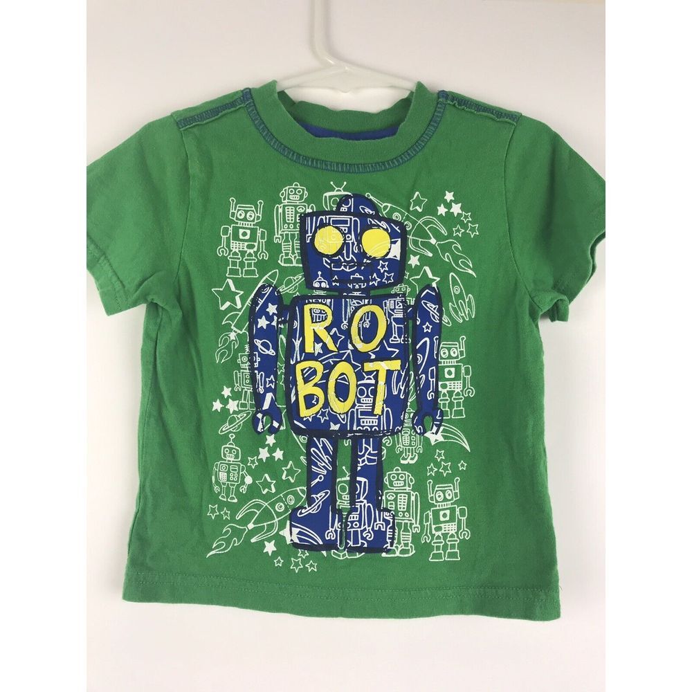 Healthtex Toddler Boy 24M Green Cotton Robot Graphic T-Shirt